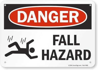 S2-0661-PL-10  Danger - Fall Hazard  Sign | 7'' x 10'' Plastic
