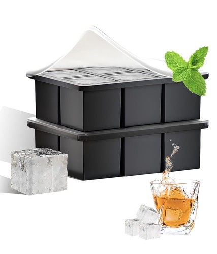 Silicone Ice Cube Trays for Freezer – Large Square Ice Cube Molds, BPA-Free, ...