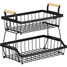 2-3 Tier Metal Fruit Basket Stand Kitchen Storage Rack for Fruit, Bread & Snacks