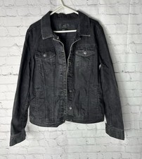 Women  s Mango Black Denim Jacket Size Medium Size 10-12 Detailed Back