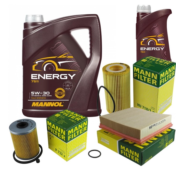 Inspektionspaket 6L Mannol Energy 5W-30 FüR Opel Omega B Caravan 2.2 Dti 16V-image