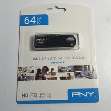 PNY USB 2.0 Flash Drive 64 GB Full HD Video Attach  4 3.0/3.1 Compatible New
