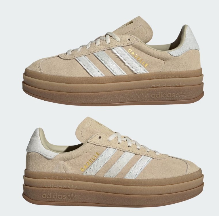 Adidas Women's Gazelle Bold IH4201 Stone Khaki / Cream White / Gold Metallic thumbnail 4