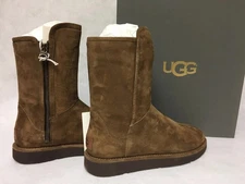 UGG Women's Abree Short Classic Bruno Brown Boots 1009250 Luxe Collection Size 5