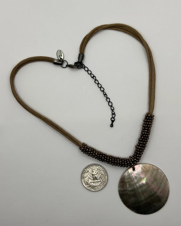 Lia Sophia “Harvest Moon” Mother of Pearl Abalone Choker Necklace Adj. 16 To 18” - Image 4 of 4