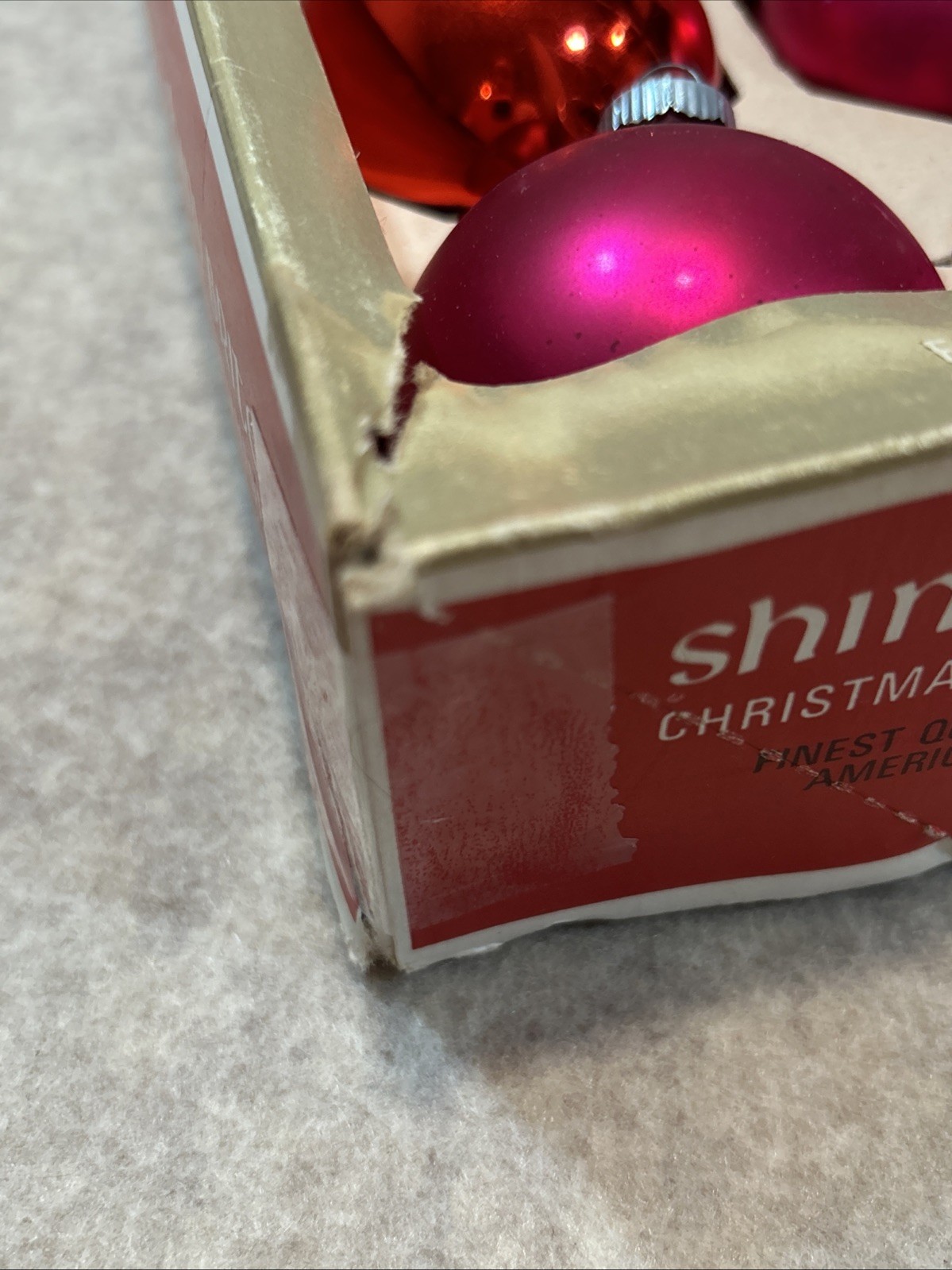 VTG SHINY BRITE 8 Mercury Glass Pink Christmas Ornaments w/ Box – Some Wear