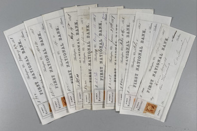 Lot of 100 First National Bank Burlington VT. Checks All c.1860s
