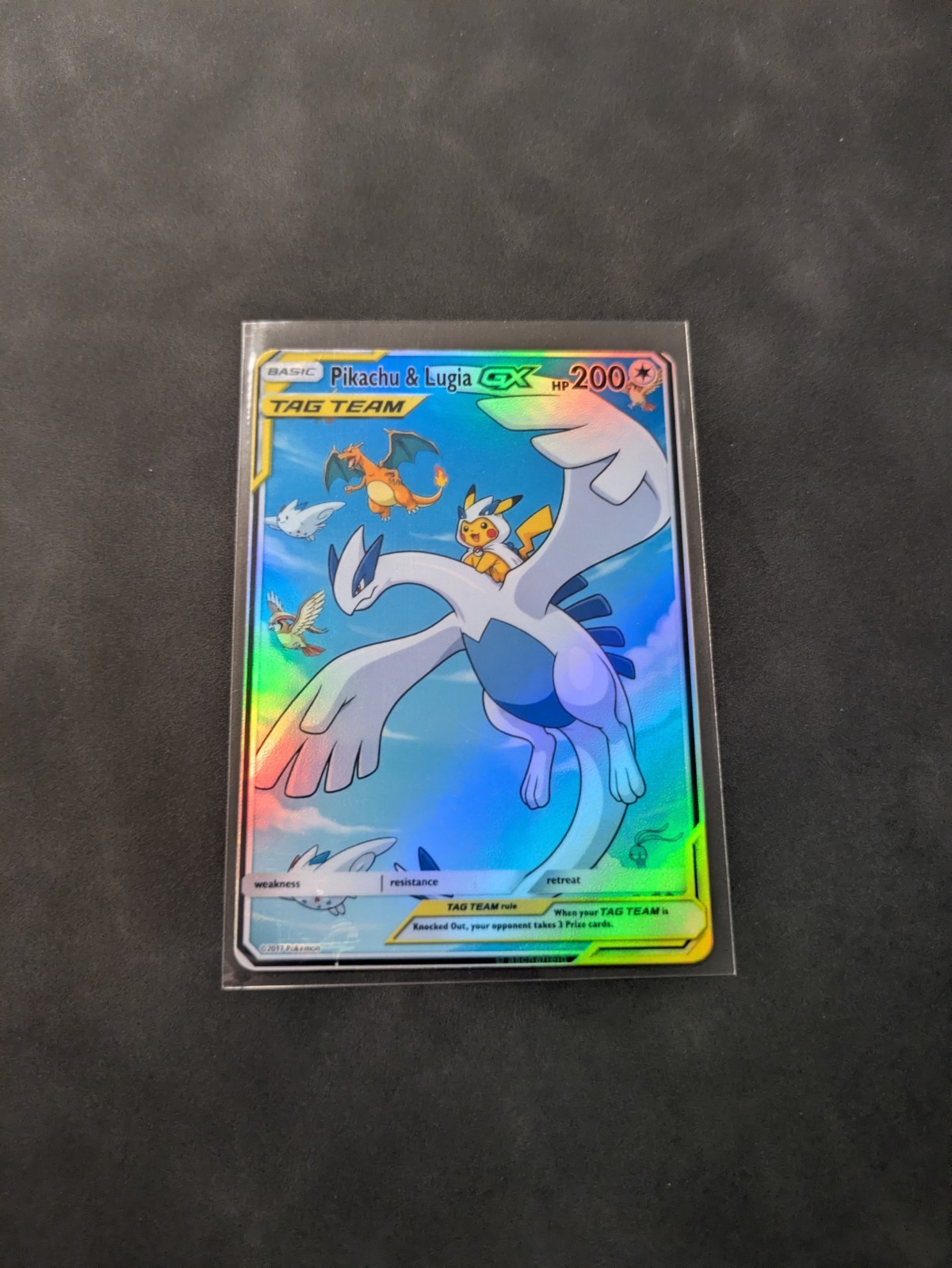Pikachu & Lugia Poncho Tag Team scheda olografica da esposizione