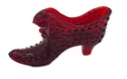 Vintage Fenton Art Glass Ruby Red Hobnail Cat Head Slipper/ Shoe 6”L