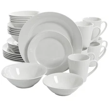 Gibson Home 118323.30 Noble Court 30 Piece Ceramic Dinnerware Set In White