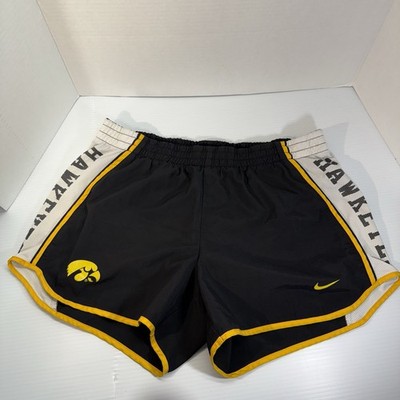 Nike DriFit Women's Iowa Hawkeyes Running Black Yellow Tempo Shorts Size Medium