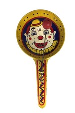 Vintage Kirchhof Clown Yellow Tin Metal Paddle Noise Maker Toy