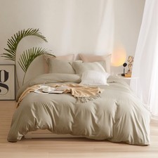 AMWAN Taupe Duvet Cover Queen Soft Khaki Tan Duvet Cover Queen Size Modern St...