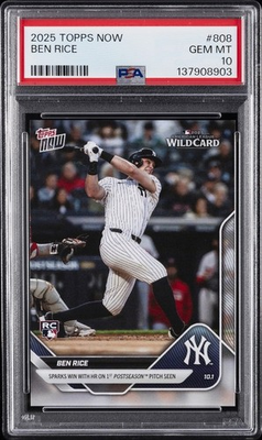 #ad 2025 Topps NOW #808 Ben Rice Wild Game Card Home Run Yankees PSA 10 MINT $84.99
