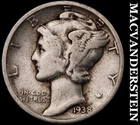 1938 Silver Mercury Dime - Scarce  Better Date  No Reserve  #G8950
