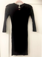 BRAND NEW Karen Millen Black Knit Cut-Out Bodycon Knee Length Dress XS