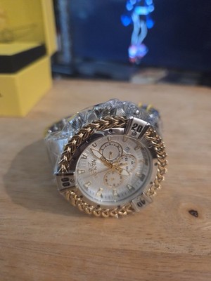 Invicta Reserve Bolt Hercules Mens 54mm Two Tone Chain Bracelet Chrono Watch New