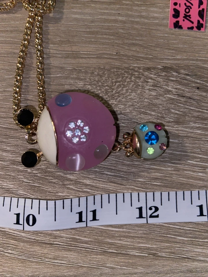Collar Ladybug de resina/cristal Betsey Johnson 🐞 súper lindo Foto 4 de 4