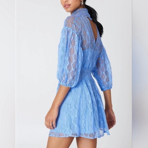 Free People Boardwalk Blue Lace Mock Neck Bittersweet Mini Lace Dress Size 6 - Bild 9 von 11