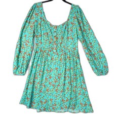 Chelsea & Violet NWT Floral Smocked Tiered Midi Dress Cottagecore Blue Large