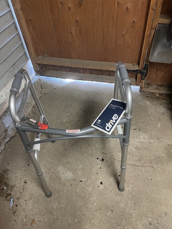 Drive Medical Deluxe Folding WALKER#10200-4 2 Button 350 Lb Height 32-39 Inches