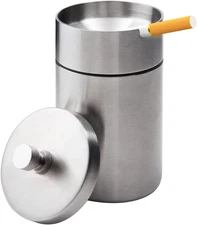 Stainless Steel Auto Ashtrays with Lid Car Ashtray Smell Proof Portable Smokeles
