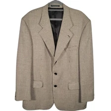 Vtg FIORI 46R Silk Wool Houndstooth Sport Coat Blazer Tan Black Canada