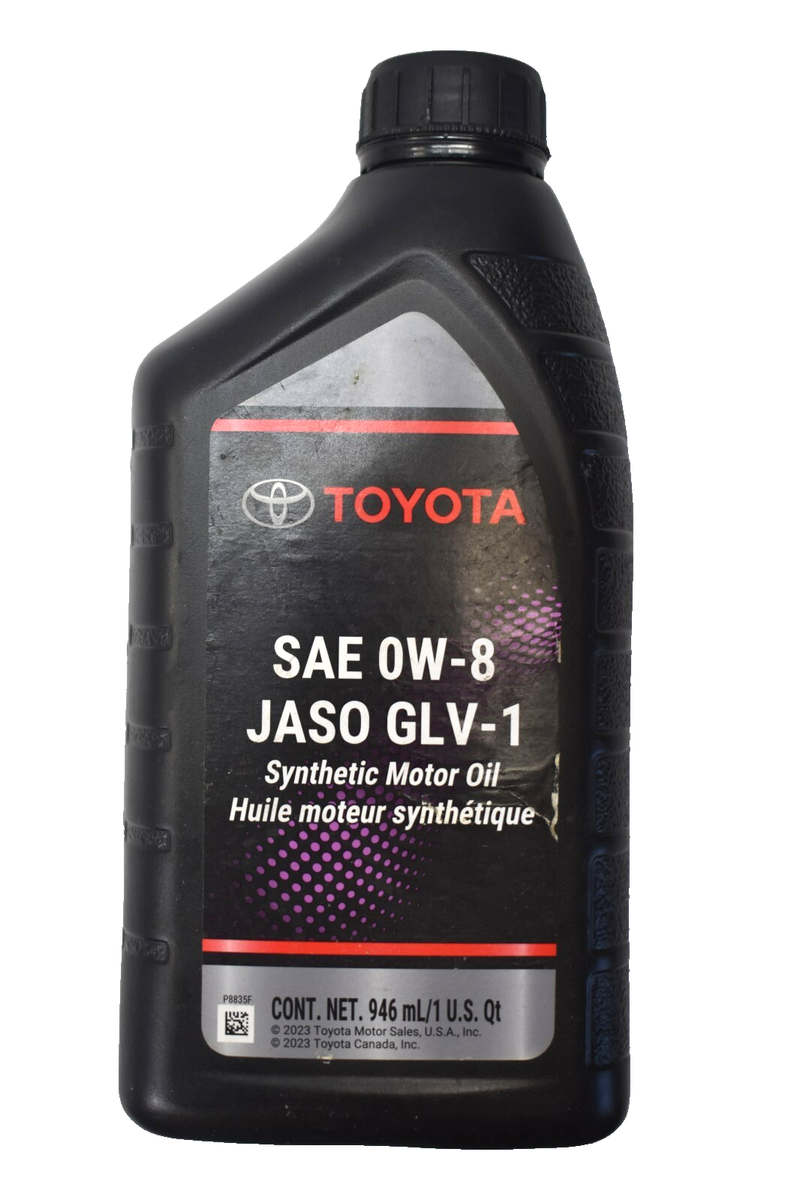 Toyota SAE 0W-8 JASO GLV-1 Synthetic Motor Oil 1 Quart Bottle