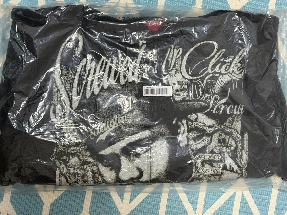 Supreme DJ Screw Zip Up Hooded Sweatshirt Black Size XLarge In