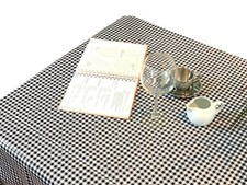 Alux Gingham Oilcloth Tablecloth - Black - Plastic Vinyl PVC - Mantel de Plas...