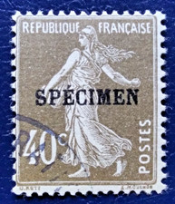 Timbres français - Cours d'Instruction 1925 Semeuse 40c olive oblit. (cote €16+)