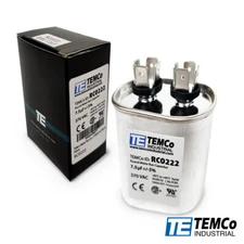 TEMCo 7.5 uf/MFD 370 VAC volts Oval Run Capacitor 50/60 Hz -Lot-1