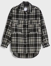 Bershka, Black Checked Overshirt Shacket Jacket Uk Size M-l Brand -new !!!!