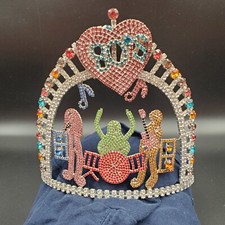 6  Rhinestone Large Crystal Crown Tiara Princess Party Pageant Pageant 80s Rock