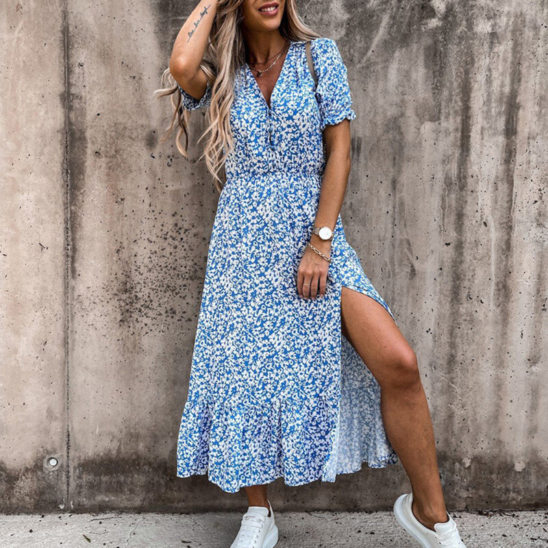 Femmes Robe De Vacances D'été Dames Boho Plage Robe De Soleil Sans