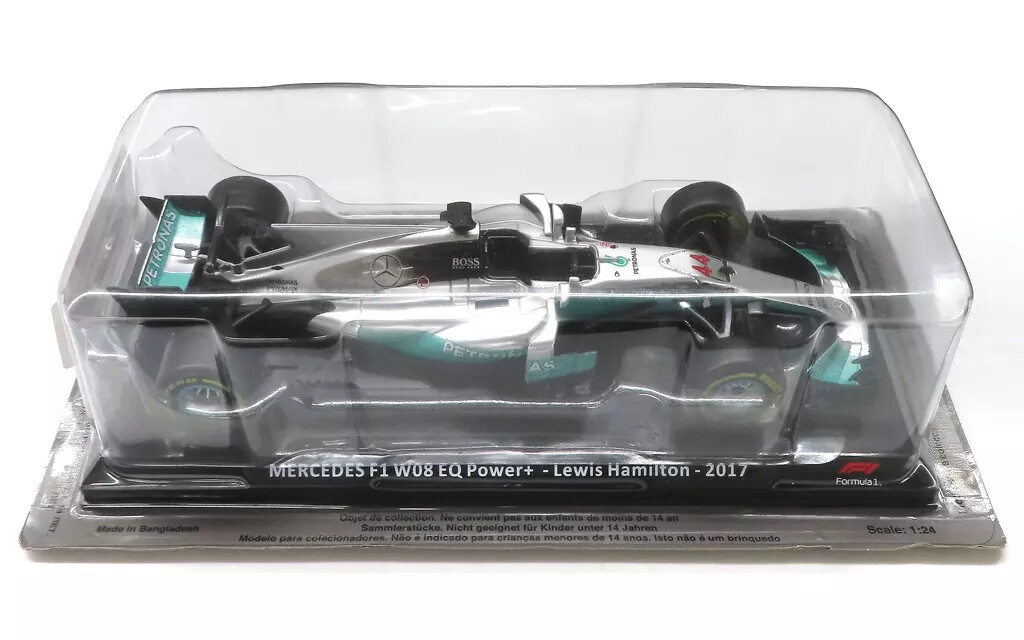Minicar 1/24 Mercedes F1 W08 Eq Power 2017 44 Silver Green Big Scale Collection