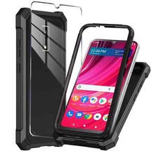 for BLU View 4 Phone Case with Tempered Glass Screen Protector,Slim Soft Sili...