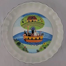 Villeroy & Boch Naif Noahs Ark Plate Dish  9 1/4” Quiche Pie Fluted Edge EVC