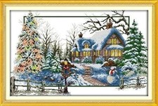 Happy Forever 11CT Stamped Cross Stitch, F561 Winter 2, Size 24''x17''
