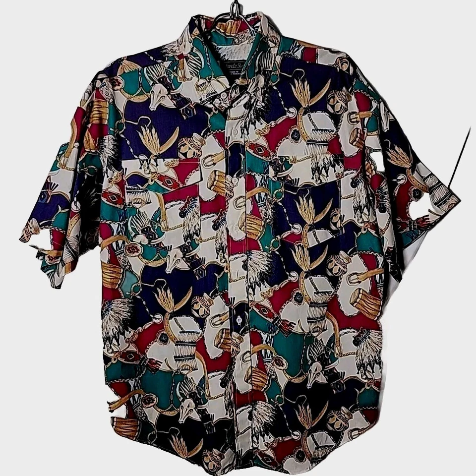 Panhandle Slim Men L 16½ Indian Native American Proud To American Shirt - Image 2 of 4