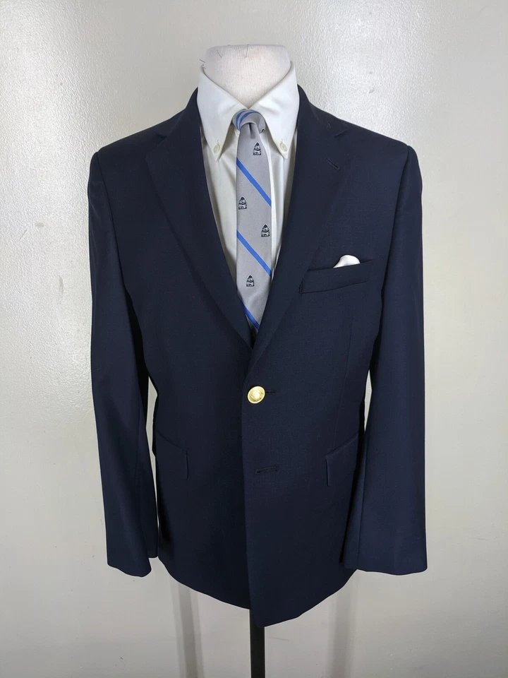 Blazer Joseph Abboud 100 % lana azul para niños 2 Btn ventilación central 13 regular  Foto 3 de 4