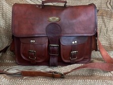 Men's Leather Vintage Laptop Messenger Briefcase Bag Satchel (Gift For men's)