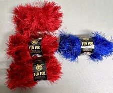 Lion Brand Fun Fur - 3Red-1 Blue
