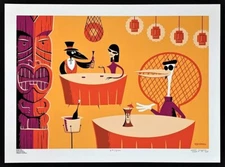 Birdnik's Table SHAG PRINT Silkscreen Serigraph Unframed Signed 2001 Mint Rare!