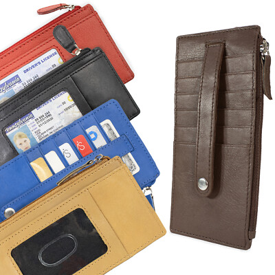 Genuine Leather Slim Credit Card Wallet for Women