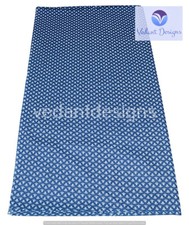 Indian 5 Yard Hand Block Indigo Print Cotton Fabric Blue Dress Material