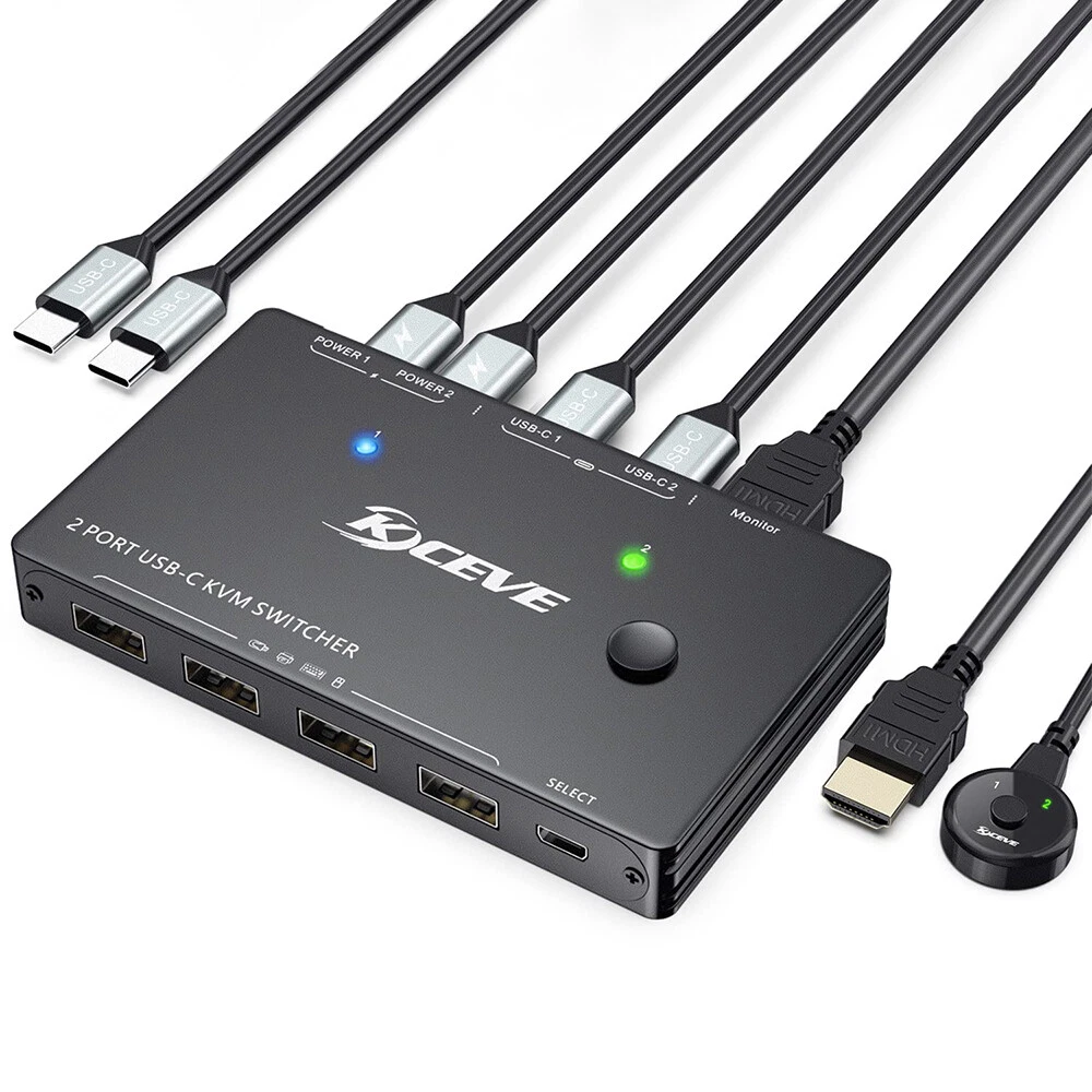 NEW 2 Port USB C KVM Switch 4K 60Hz HDTV KVM Switcher for 2 PC