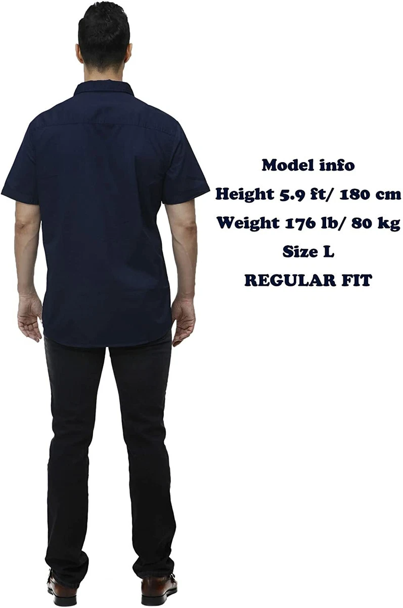 Mens Casual Short Sleeve Work Shirt, Button Down Shirt, 2 Pockets Man Shirt