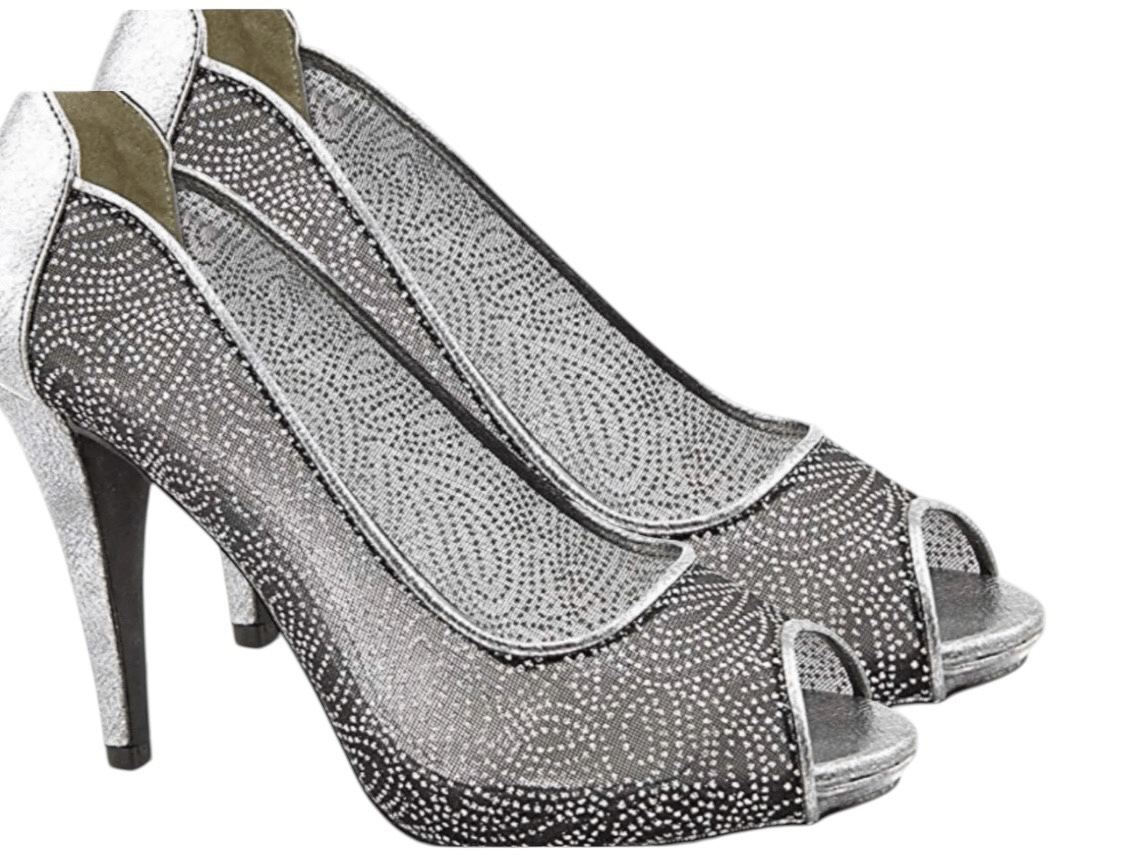 Style & Co. Naveah Women Silver / Pewter Peep Toe Heels - Size US 9.5  ***Item: