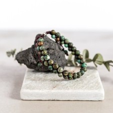 Natural African Turquoise Stone Beaded Bracelet Green Gemstone Men's Bracelet